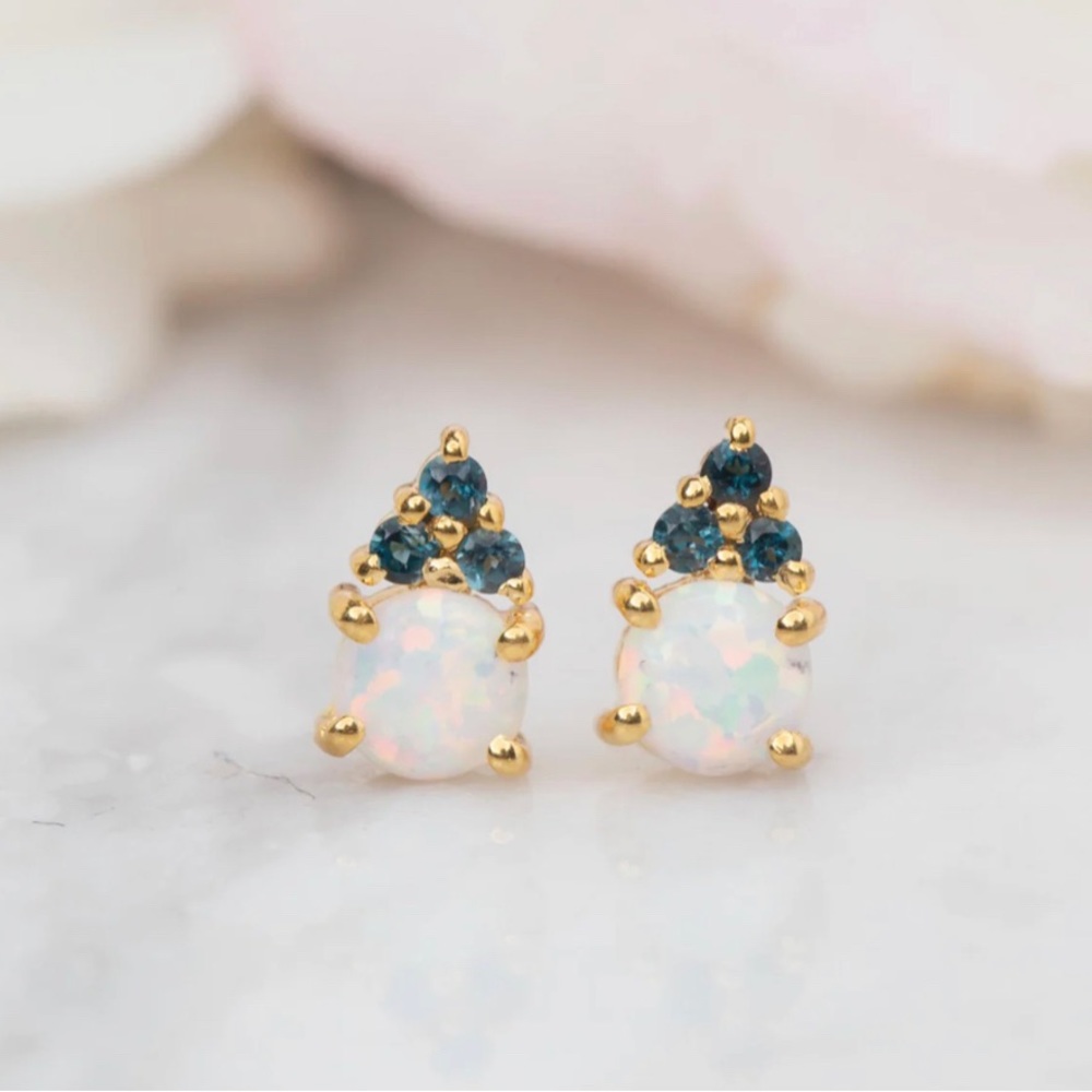 Opal & London Blue Topaz Doublet Studs